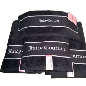 New Juicy Couture Velour Black Logo Towel Set